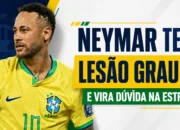 Neymar com a camisa da Seleção Brasileira em arte sobre lesão grau 2 antes da estreia do Brasil na Copa do Mundo